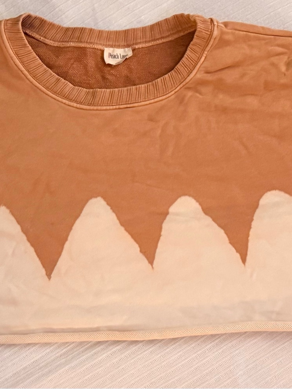 Peach Love California Tan & Cream Scalloped Crop Top